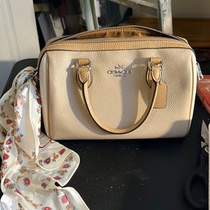 Coach Leather Tote with Scarf